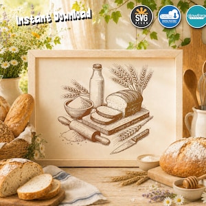 Whole Wheat Bread SVG: Bakery Design Clipart (Digital Download)