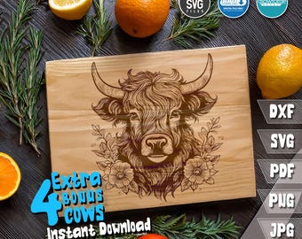 Highland Cow SVG Bundle: Farm Animal Designs (Digital Download)