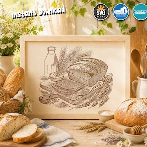 Archivo SVG de tabla para cortar pan: Diseño de decoración de cocina (descarga digital)