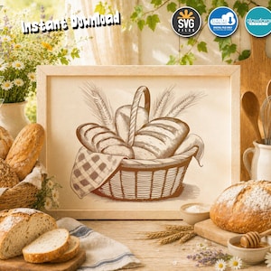 Loaf Bread SVG: Bakery Clipart for Cutting Board (Digital Download)