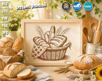 Laib Brot SVG: Bäckerei Clipart für Schneidebrett (digitaler Download)