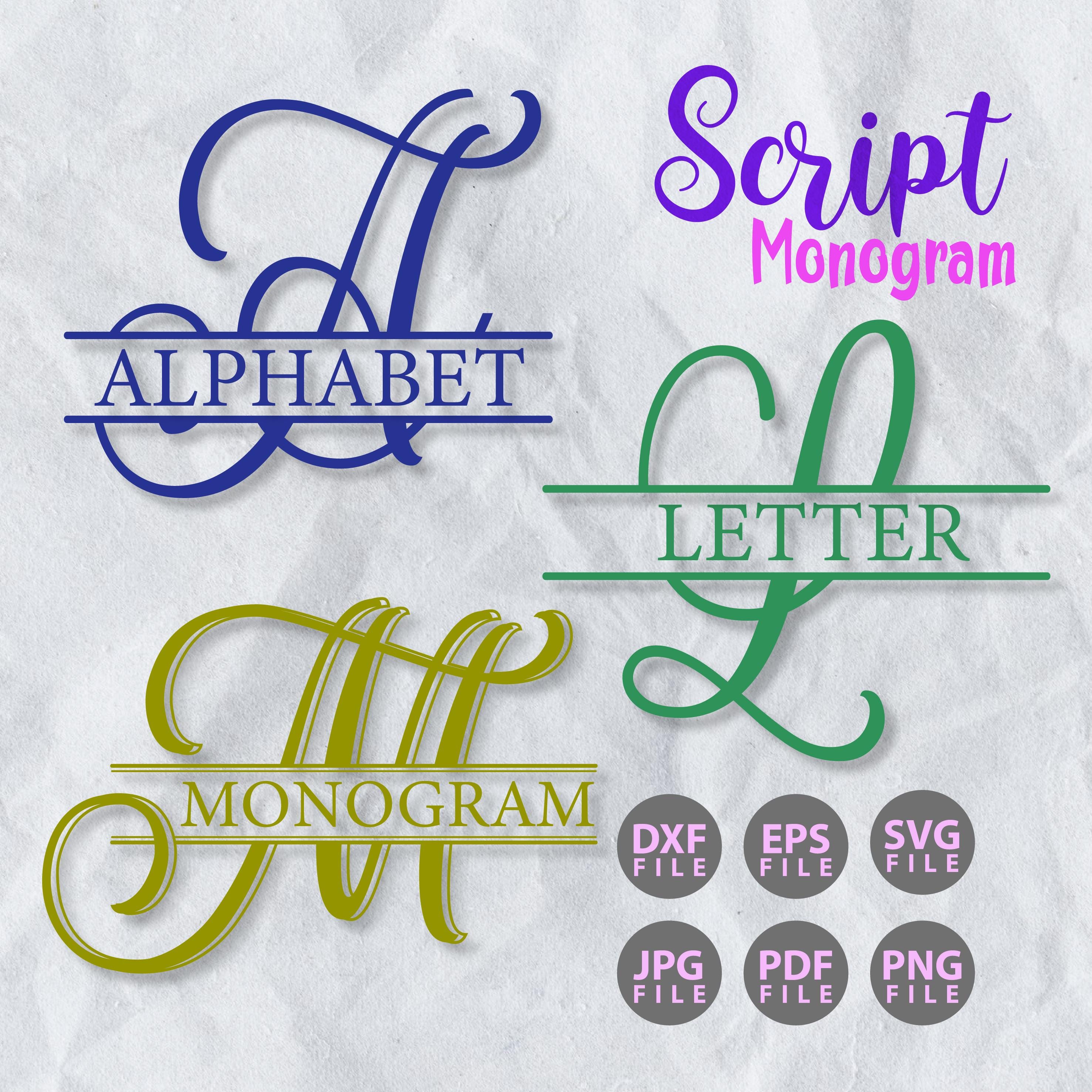 Handwriting Monogram SVG Set: Script Split Alphabet (digital Download ...