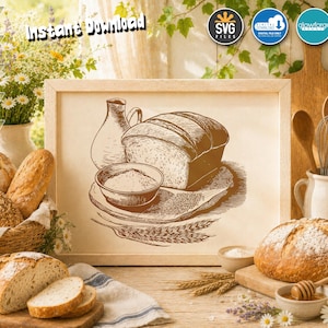 Brödskärbräda SVG-fil: Köksinredningsdesign (digital nedladdning)