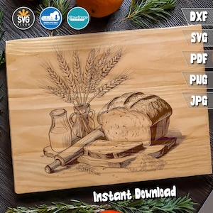 Schneidebrett SVG-Datei für Brotbäckerei, Einzigartiges Schneidebrett, Schneidebrett Png, Teigbrett, Brot Schneidebrett, Schneidebrett Design