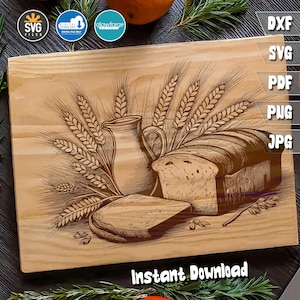 Unser tägliches Brot Laser graviertes Schneidebrett und Charcuterie Board, einzigartiges Küchendekor und Holzbearbeitungsgeschenk