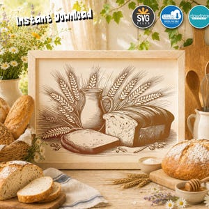 Unser tägliches Brot Schneidebrett mit Laser Gravur (Digitaler Download)