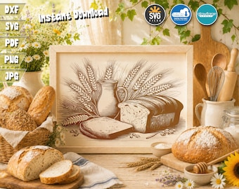Tabla de cortar pan Our Daily Bread con diseño grabado con láser (descarga digital)