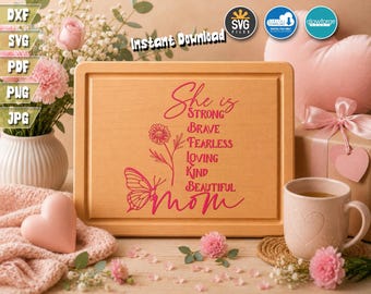 She Is Strong Mom Floral Design, Retro Mama SVG (Digital Download)