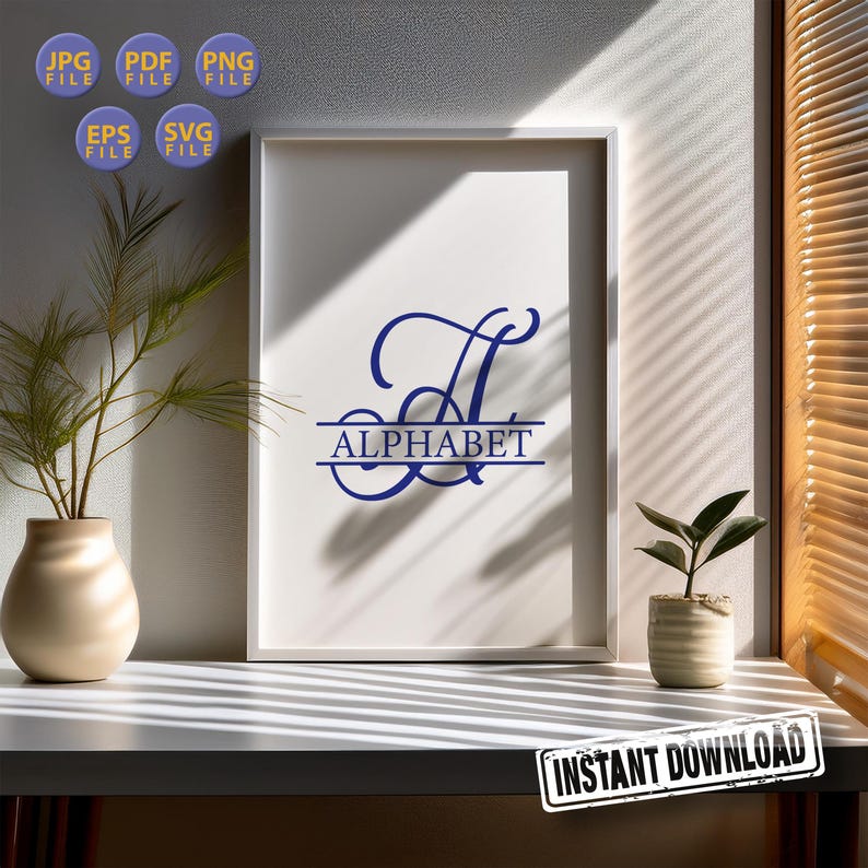 Handwriting Monogram SVG Set: Script Split Alphabet (digital Download ...
