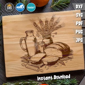 Daily Bread Svg - Clipart de Pão de Fermento Natural, SVG de Panificação e Charcutaria, Designs de Tábuas de Corte, Gráficos de Pão Artesanal