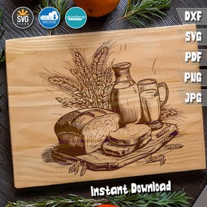 Brot Schneidebrett, Bäckerei und Chef SVG Designs zum Kochen - Laser-geschnittene Sauerteig-, Käse- und Schneidebretter