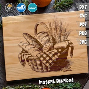 Broodmand SVG - ontwerp rustieke houten snijplank en charcuteriebord - perfect keukendecor en schrijnwerker cadeau, lasergesneden bestand