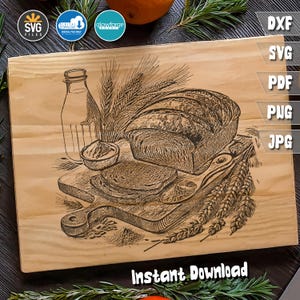 Archivo SVG de tabla para cortar pan: Diseño de decoración de cocina (descarga digital)