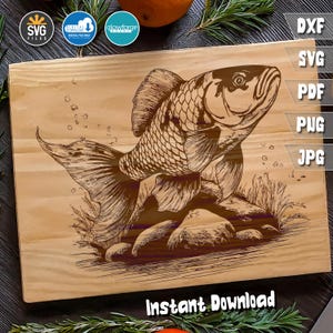 Japanisches Koi Karpfen Fisch Schneidebrett SVG, Einzigartiges Koi Fisch Design für Zuhause & Küche, personalisierte Geschenkidee