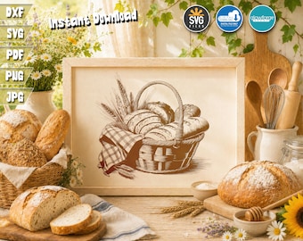 Bread Basket SVG: Charcuterie Board Design for Woodworkers (Digital Download)
