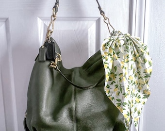 バッグ Vintage Coach Ltd Ed Peyton Legacy Green Vintage COACH Legacy Peyton Satchel Green Suede Leather W37