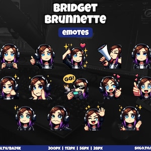 Bridget Brunette Emotes for Twitch, Kick, YouTube and Discord