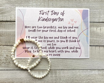 First Day of School Heart Bracelet Set | Kindergarten/Preschool | Mommy and Me Matching Bracelets | Father and Son