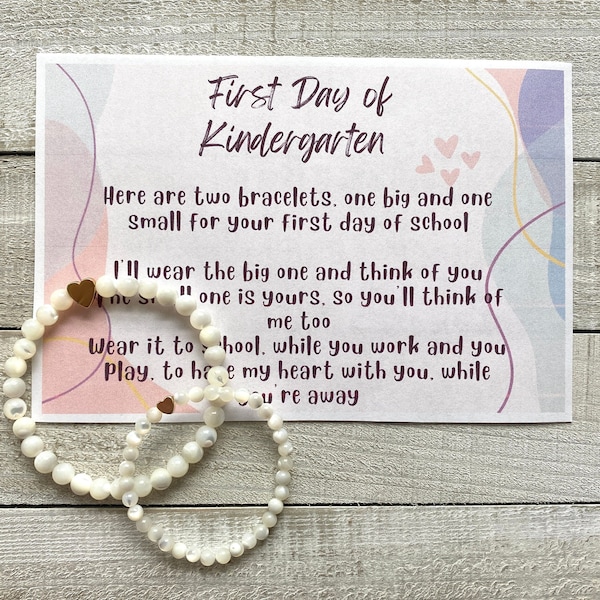 First Day of School Heart Bracelet Set | Kindergarten/Preschool | Mommy and Me Matching Bracelets | Father and Son