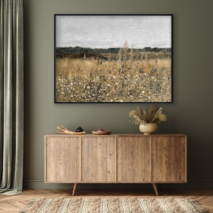 Vintage Wildflower Field Wall Art, Field Of Flowers Art, Botanical Wildflower Art