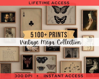 Láminas vintage de estilo melancólico / Decoración de estilo academia oscuro / Juego de pared de galería rústica oscura / Láminas de estilo campestre francés melancólico / Pared de galería de estilo melancólico antiguo