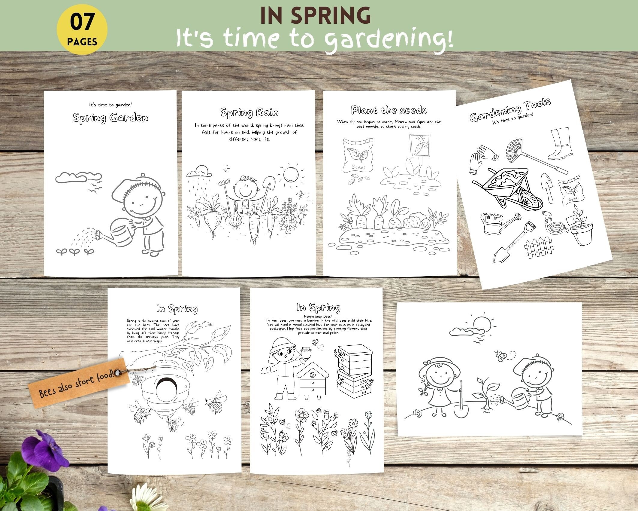 Spring Story Coloring Pages for Kids: Garden & Nature (PDF Download) - Etsy