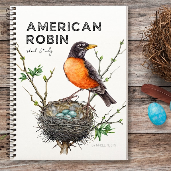 American Robin Unit study, Bird unit study, Bird life cycle, Homeschooling printable, Animal unit, Bird egg anatomy, Nature journal, Science