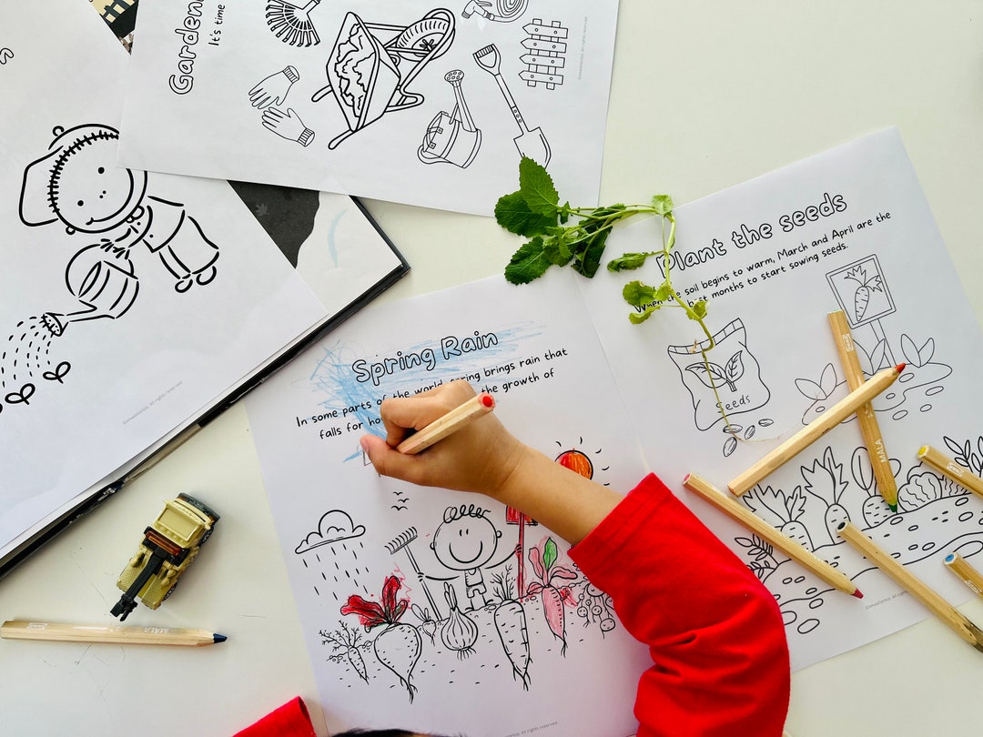 Spring Story Coloring Pages for Kids: Garden & Nature (PDF Download) - Etsy