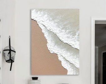 Grand mur d'art abstrait océan, peinture 3D sur la texture de l'océan, peinture des vagues de l'océan, peinture originale océan, plage, décoration d'intérieur