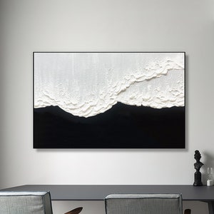 Large Original Black and white abstract Art Black white Minimalist Painting Black white Painting Black and white wall art Black Painting