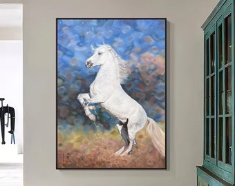 Horse Painting，Large Canvas Art，orse Oil Painting，Large Oil Painting，Horse Wall Art，Living Room Art，32X47 Inches