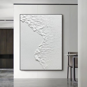 art mural abstrait blanc art mural texturé blanc peinture d'art abstrait blanc art mural blanc art texturé 3D blanc peinture abstraite blanche