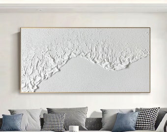 art mural abstrait blanc art mural texturé blanc peinture d'art abstrait blanc art mural blanc art texturé 3D blanc peinture abstraite blanche
