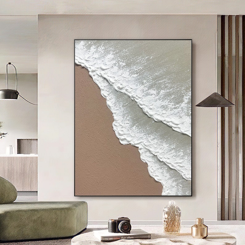 Large Wall Art Abstract Ocean Painting 3D Ocean Texture Etsy