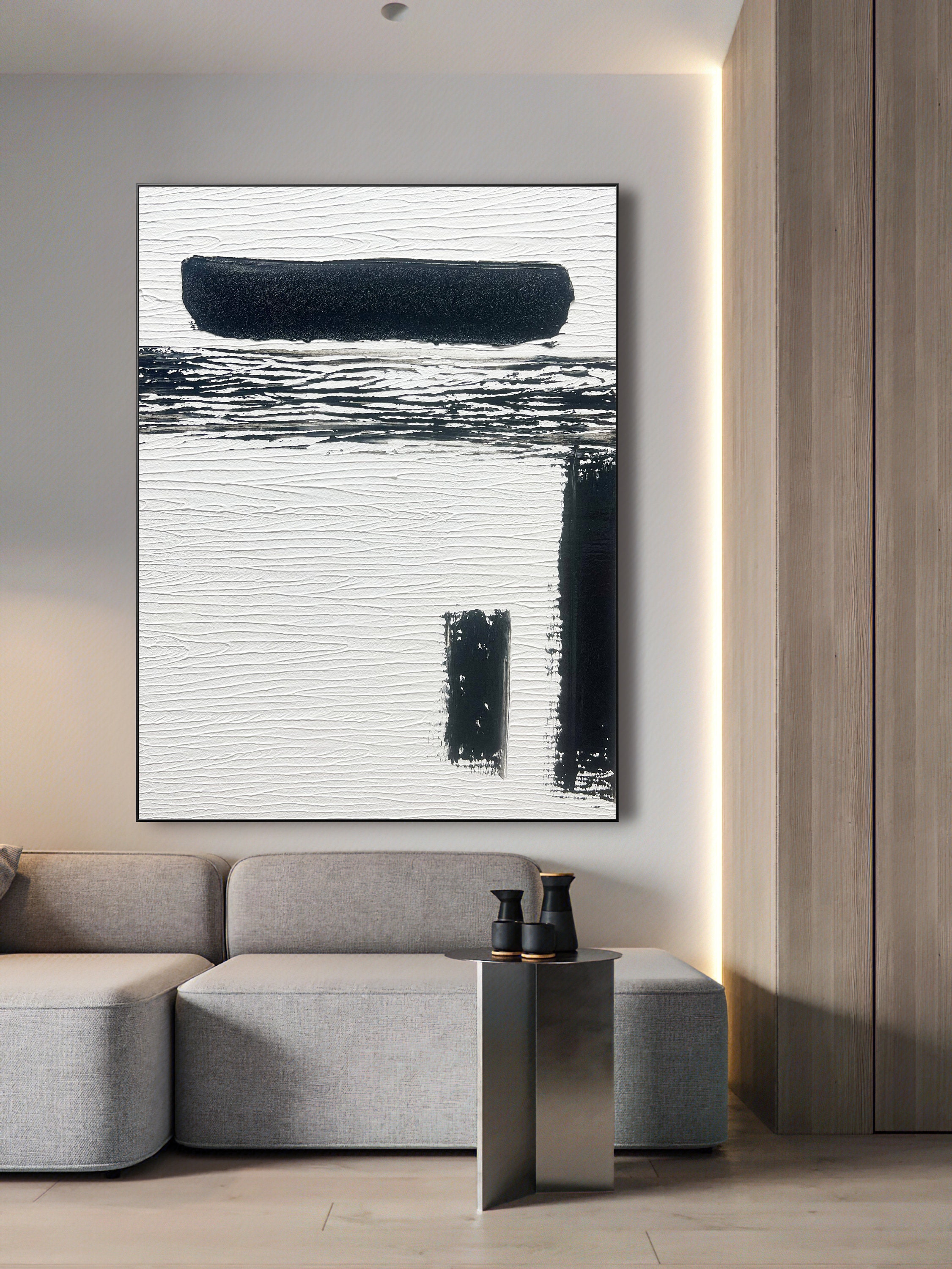 Large Original Black and White Abstract Art Black White - Etsy