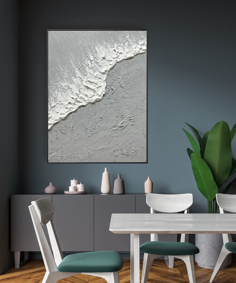 Large Wall Art Abstract Ocean Painting 3D Ocean Texture Etsy