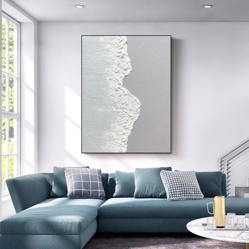 Large Wall Art Abstract Ocean Painting 3D Ocean Texture Etsy
