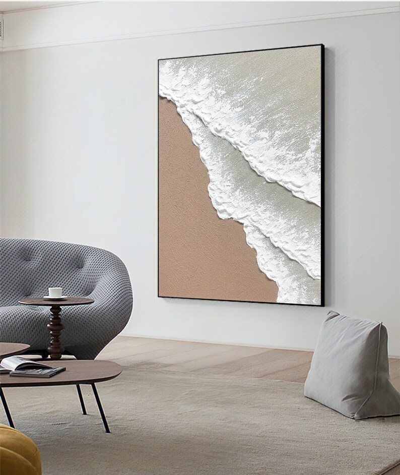 Large Wall Art Abstract Ocean Painting 3D Ocean Texture Etsy