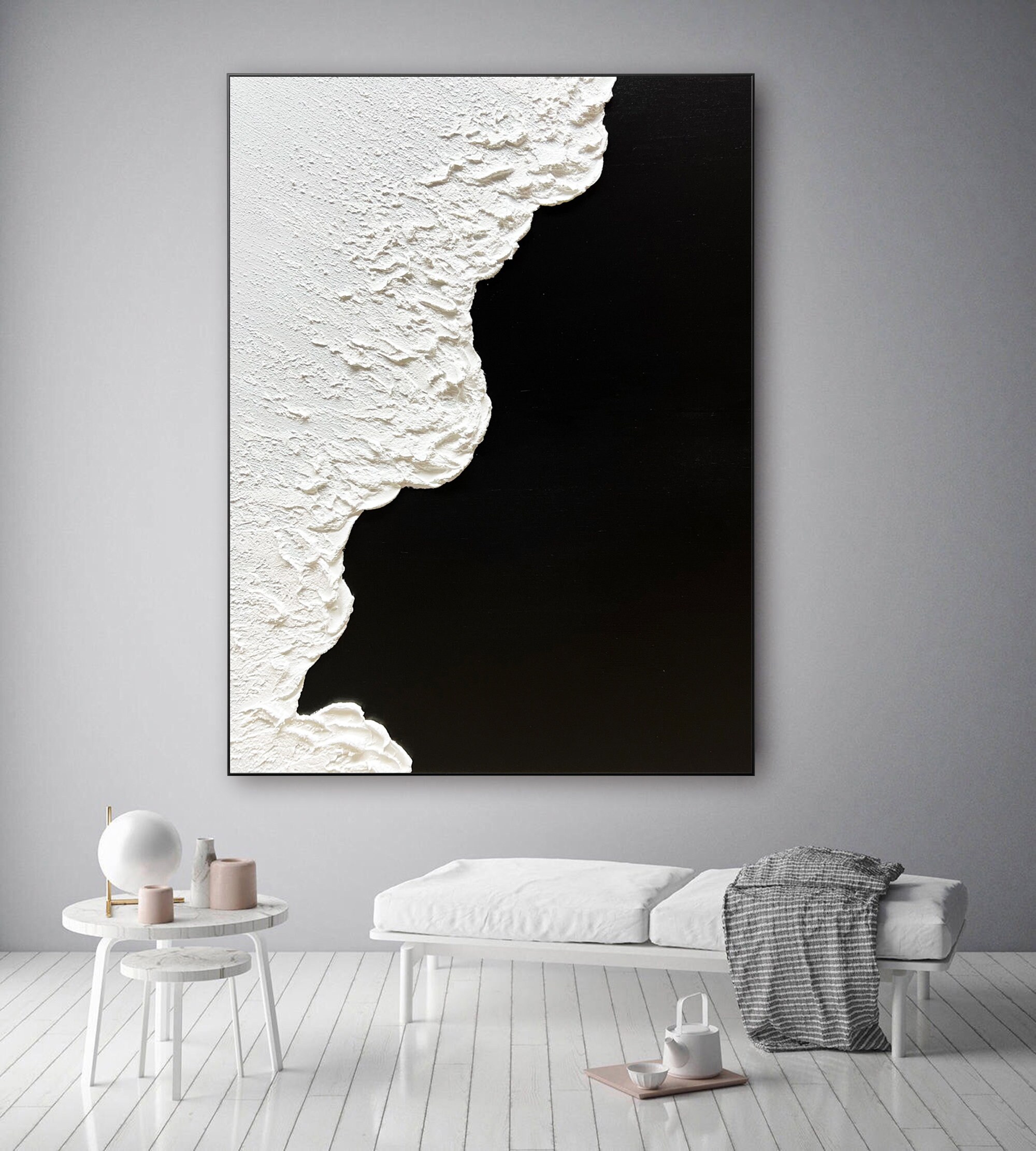 Large Original Black and White Abstract Art Black White - Etsy
