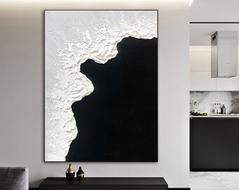 Large Original Black and White Abstract Art Black White Minimalist ...