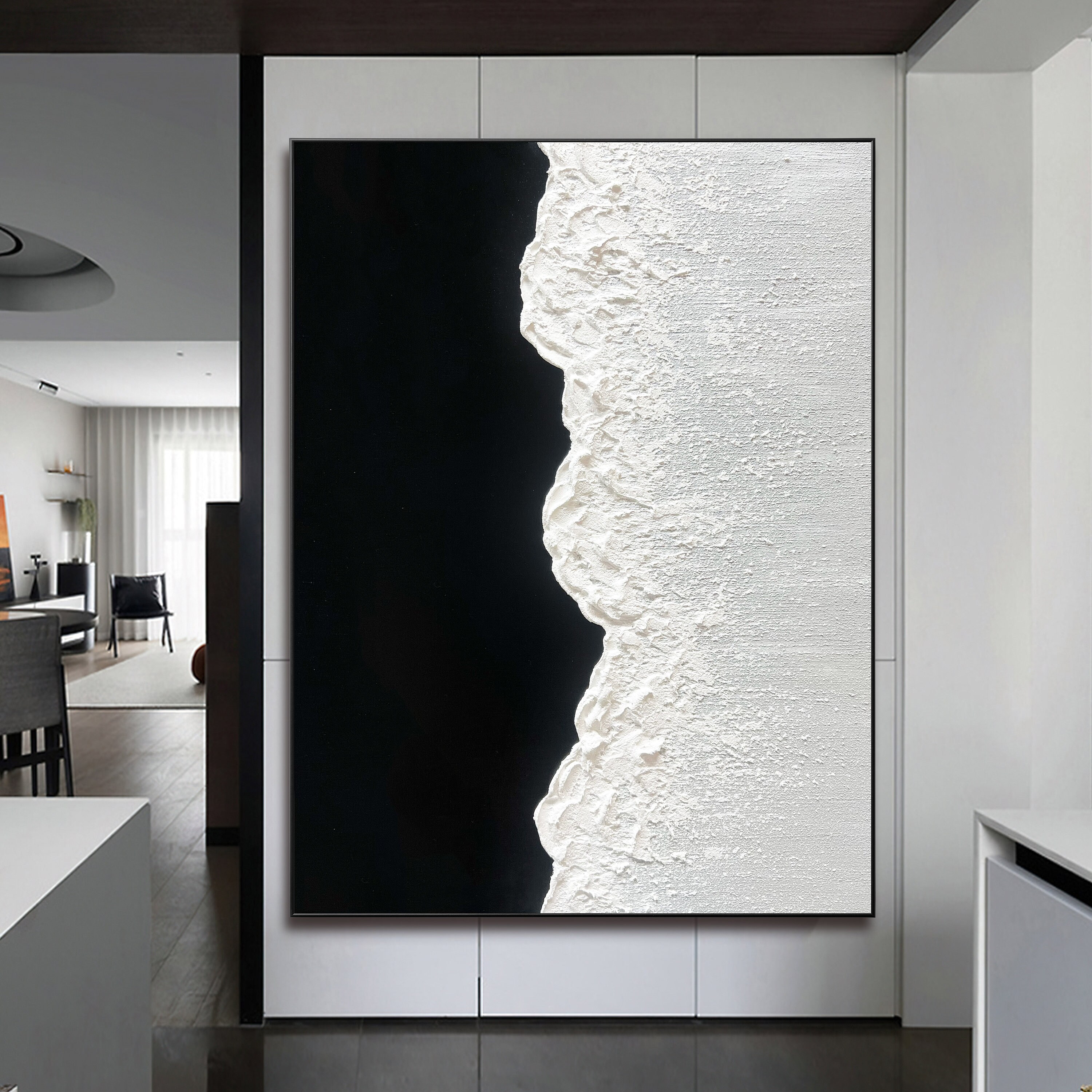 Large Original Black and White Abstract Art Black White - Etsy