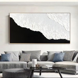 Lienzo de tamaño extra grande, imágenes enmarcadas en negro abstracto para  sala de estar, decoración del hogar, sofá, fondo, pintura al óleo, 35 x 71