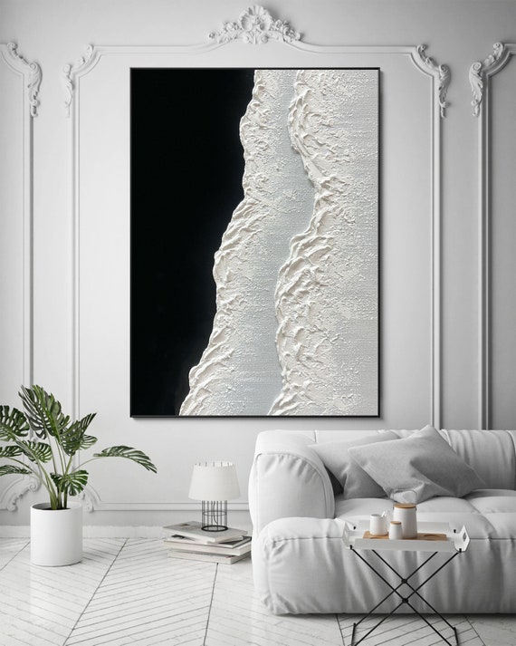 Large Original Black and White Abstract Art Black White - Etsy