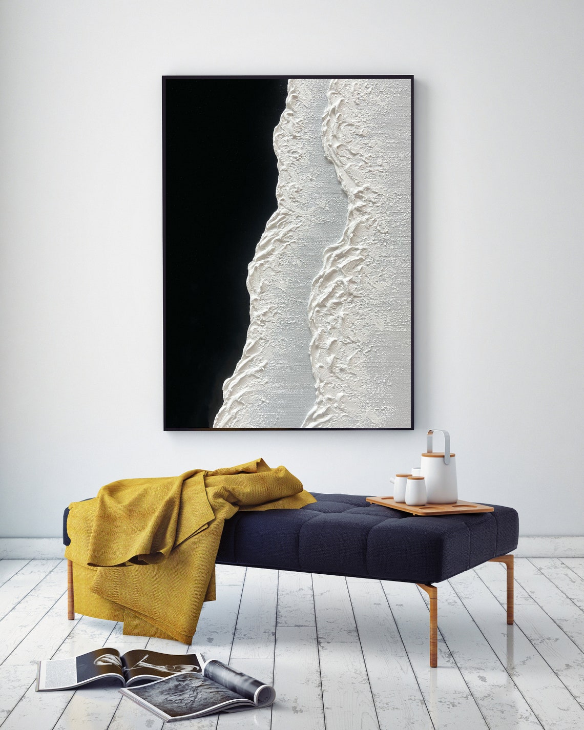 Large Original Black and White Abstract Art Black White - Etsy