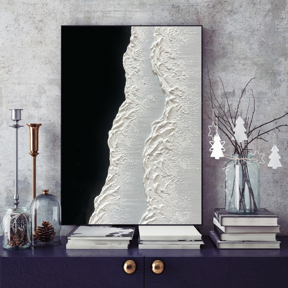 Large Original Black and White Abstract Art Black White - Etsy