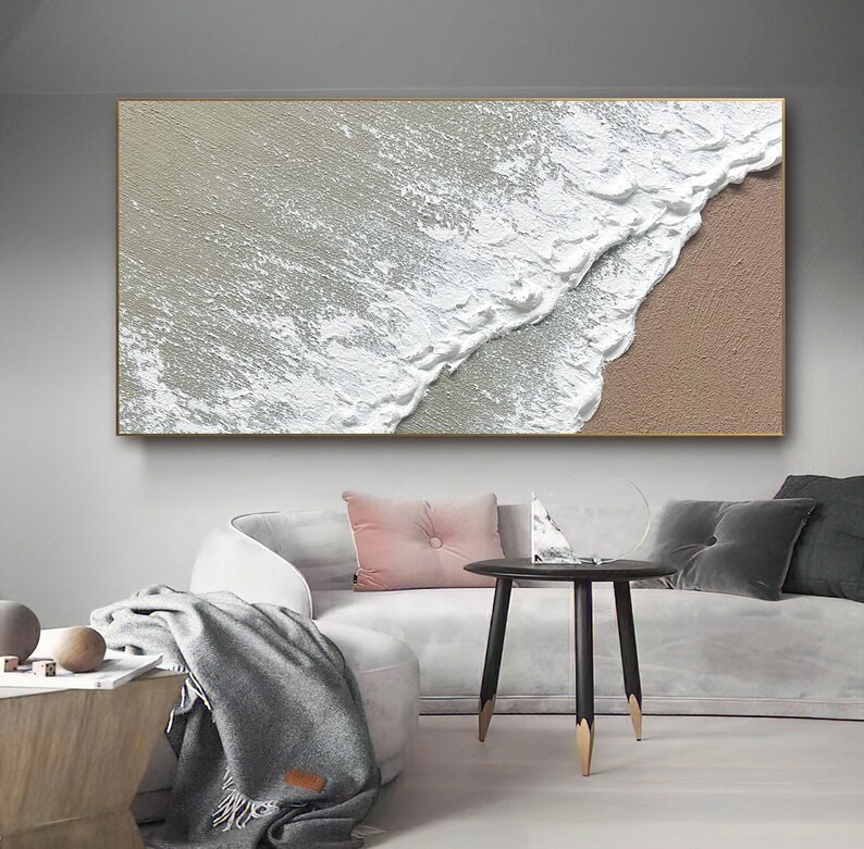 Large Wall Art Abstract Ocean Painting 3D Ocean Texture Etsy