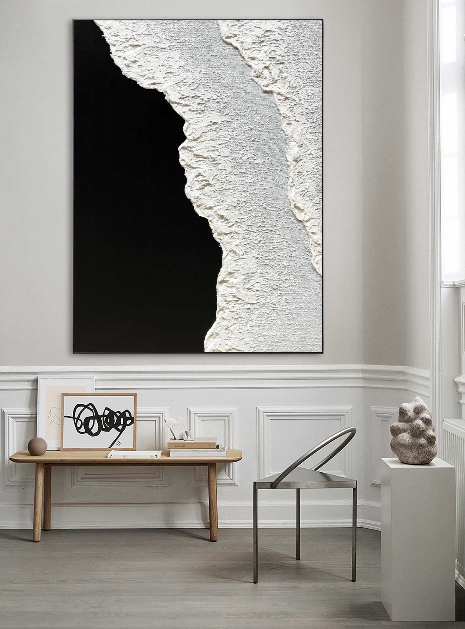 Large Original Black and White Abstract Art Black White - Etsy