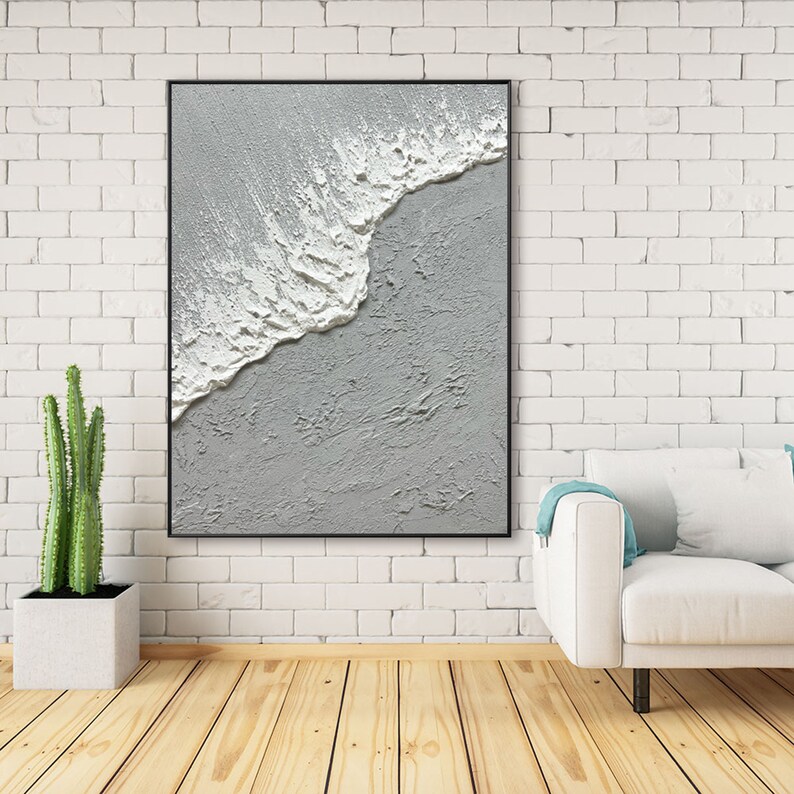 Large Wall Art Abstract Ocean Painting 3D Ocean Texture Etsy