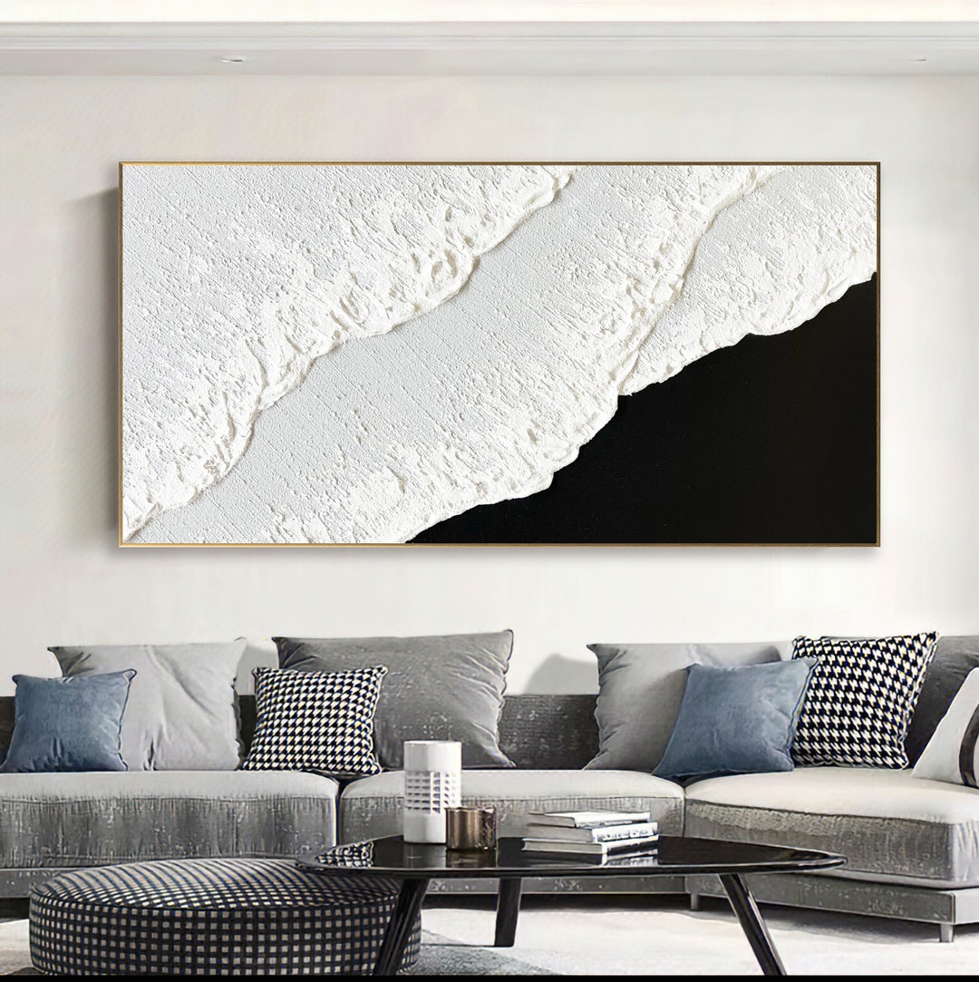 Large Original Black and White Abstract Art Black White - Etsy
