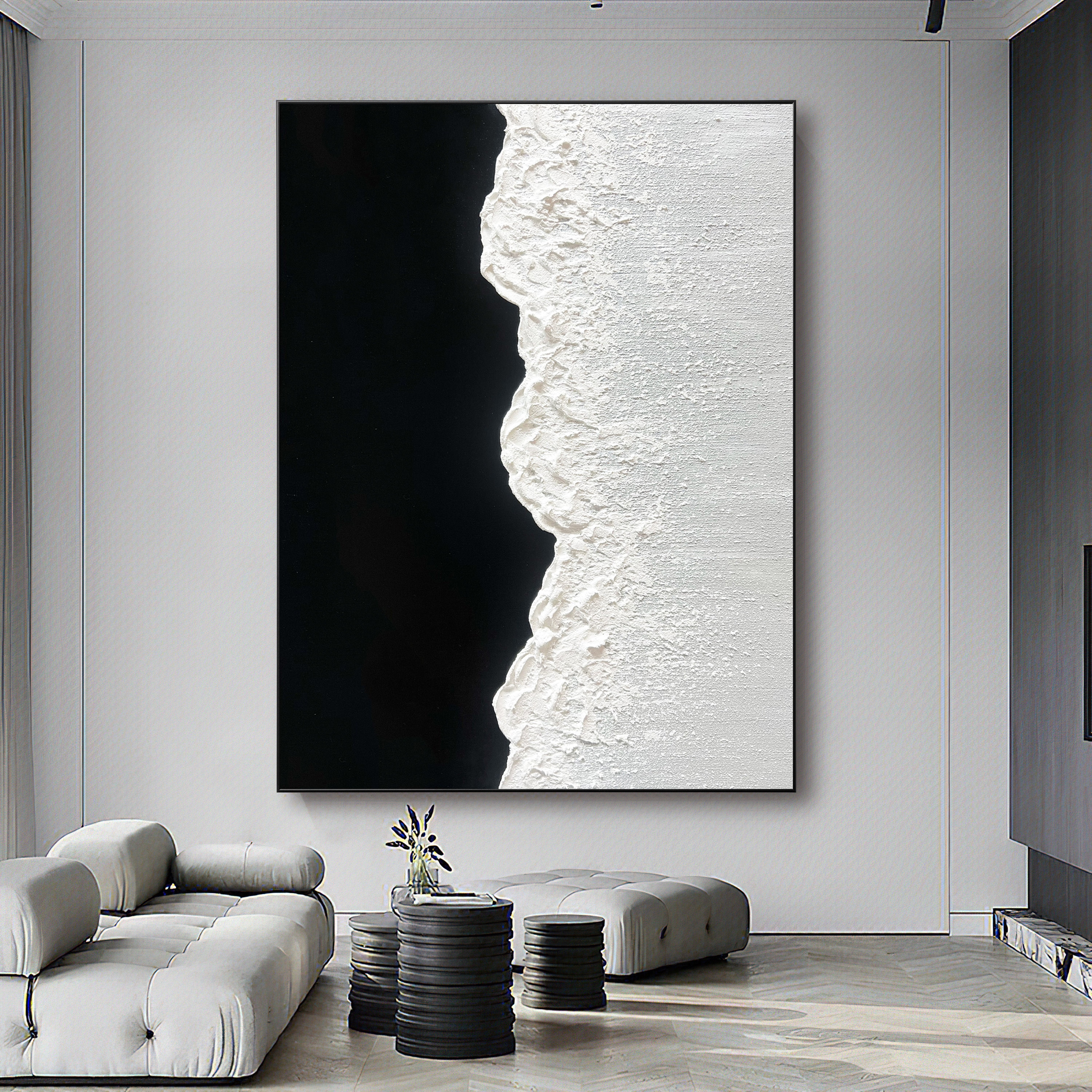Large Original Black and White Abstract Art Black White - Etsy